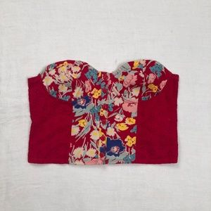 Urban outfitter floral strapless crop top.